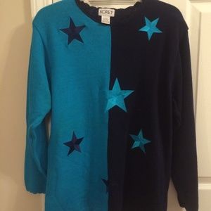 Black Blue Star Pullover Sz M Sweater